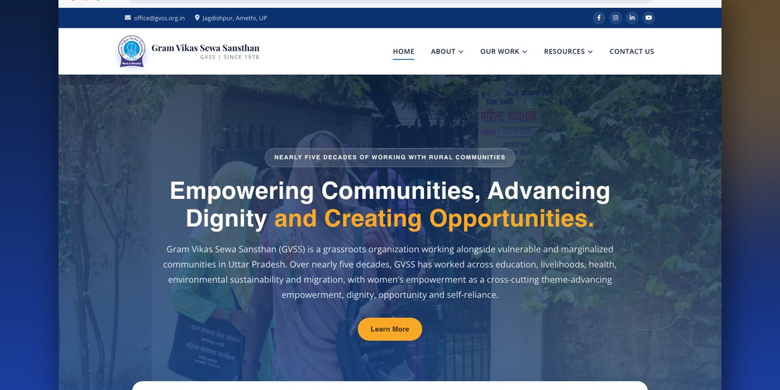Gram Vikas Sewa Sansthan (GVSS) website by Next Dev Era