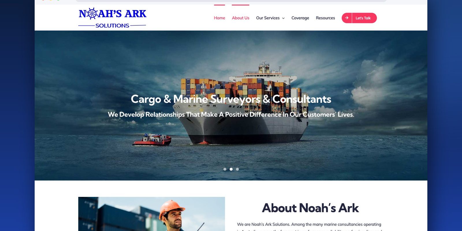 Noah's Ark Solutions website by Next Dev Era