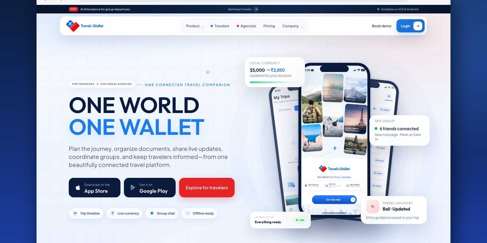 Travels Wallet website by Next Dev Era
